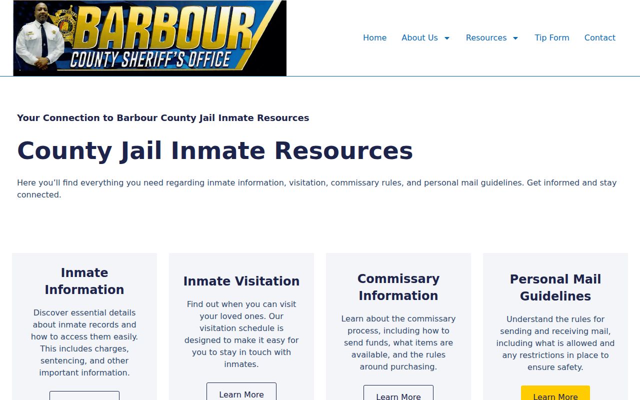 Barbour County arrest lookup and county jail service information