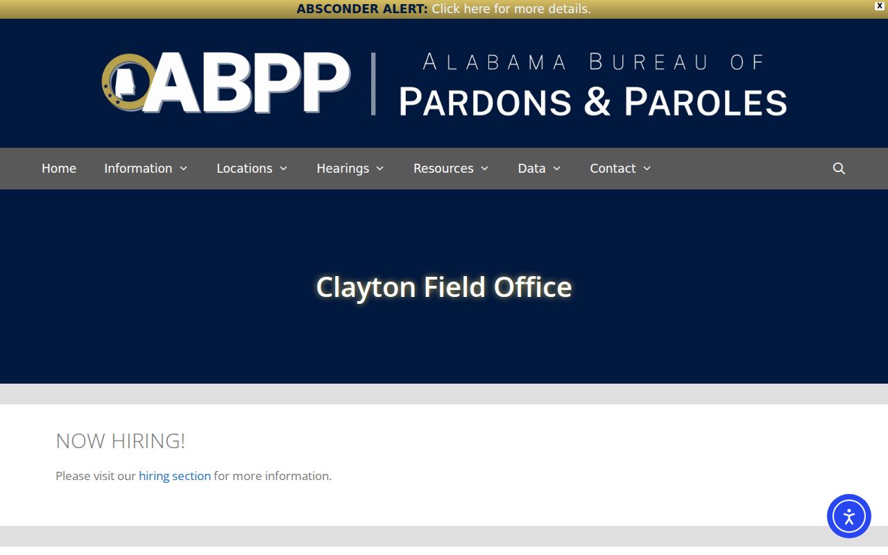 Barbour County criminal supervision at the Clayton ABPP field office