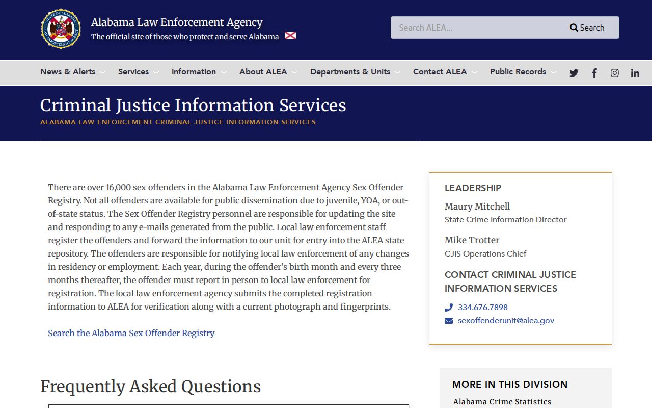 Barbour County sex offender search on the ALEA registry overview