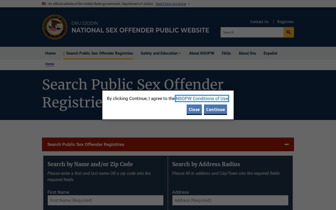 NSOPW supplement for a Barbour County sex offender search