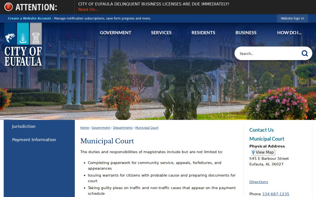 Eufaula criminal records at Municipal Court